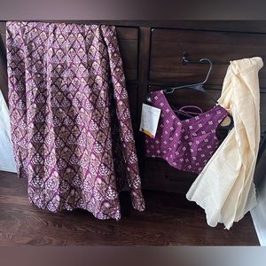 Printed Art Silk Lehenga in Wine